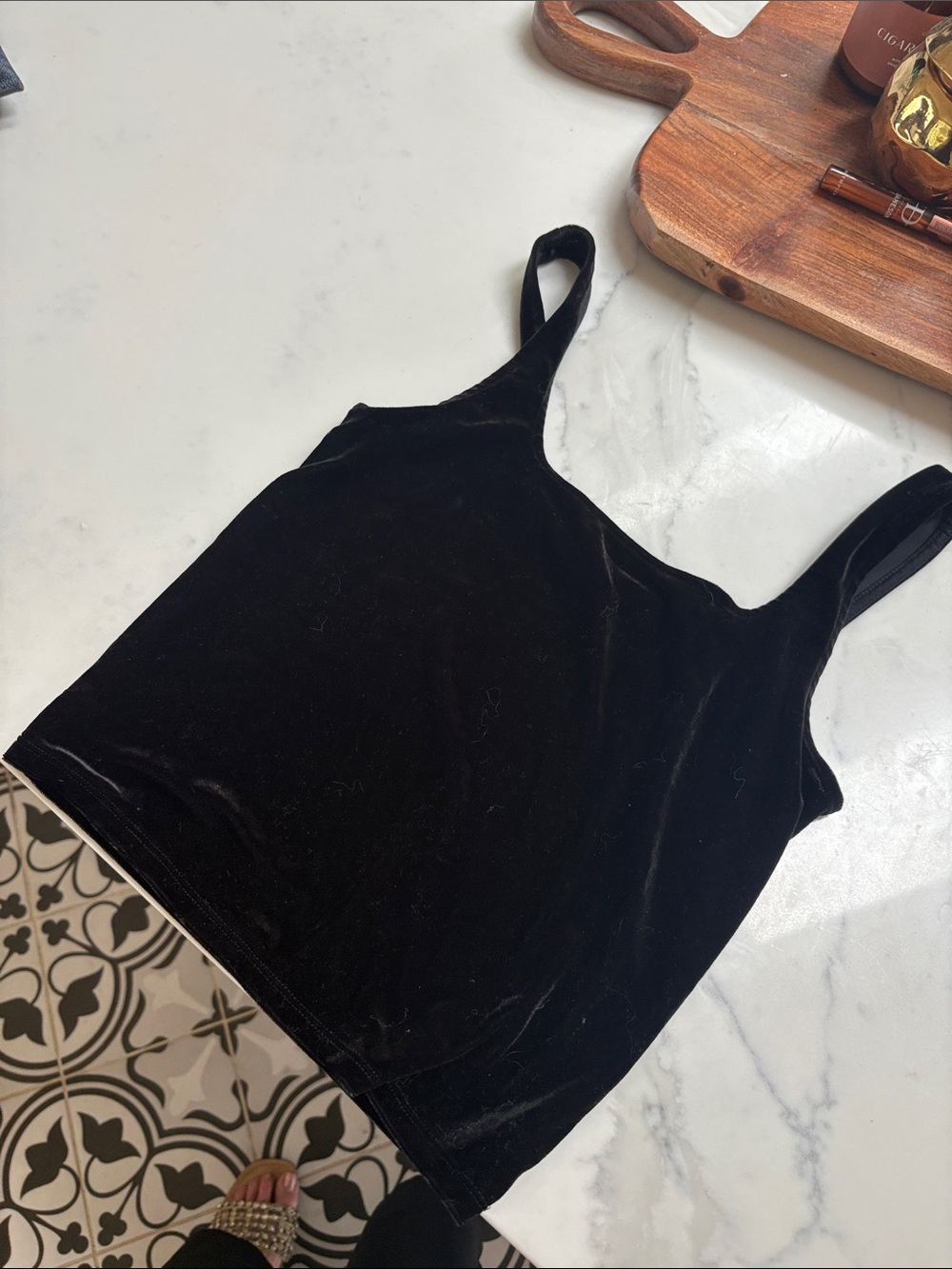 Express Black Velvet Camisole Tank